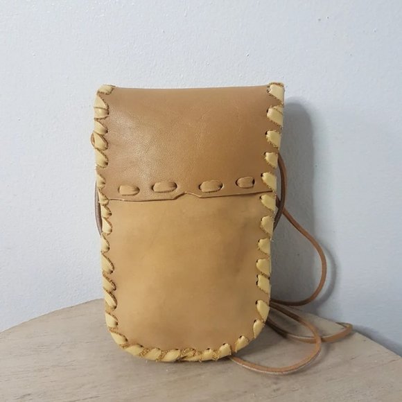 Vintage Leather Fringed Inuit Medicine Bag Set of 2 Bohemian Crossbody Bag - Picture 7 of 11